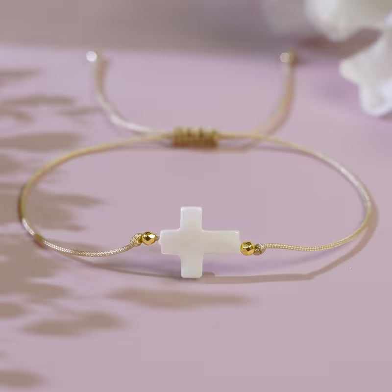 White Cross Adjustable Bracelet