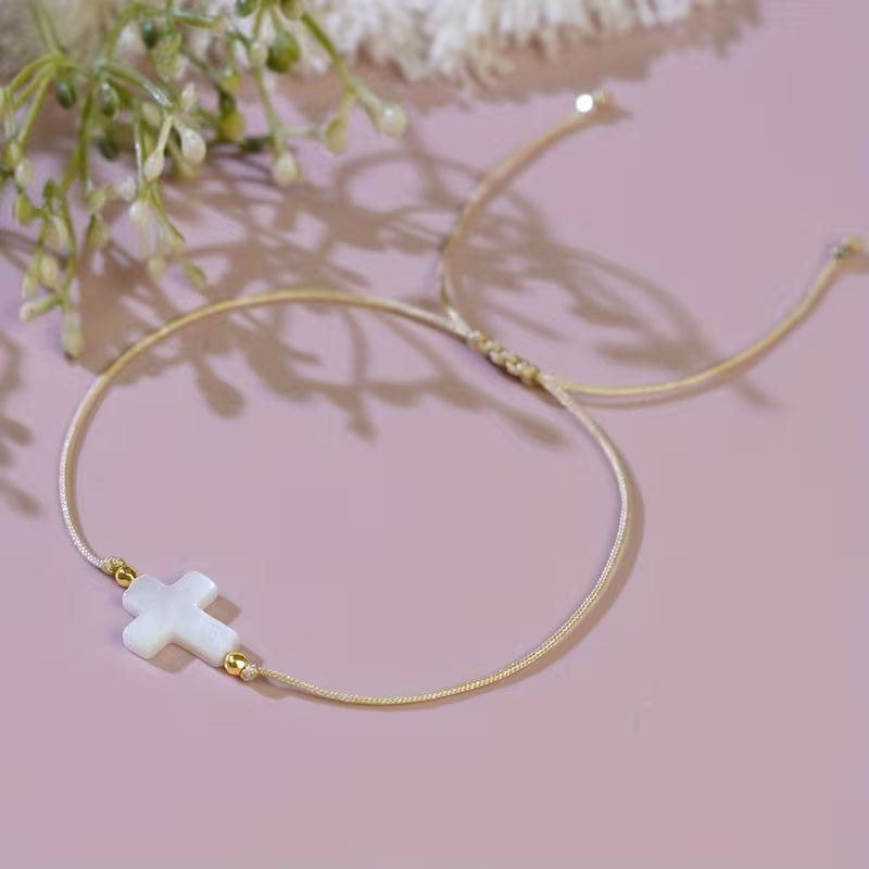 White Cross Adjustable Bracelet