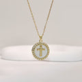 Round Gold Cross Necklace for Women | Christian Pendant | Imported Christian Faith Jewelry Pakistan