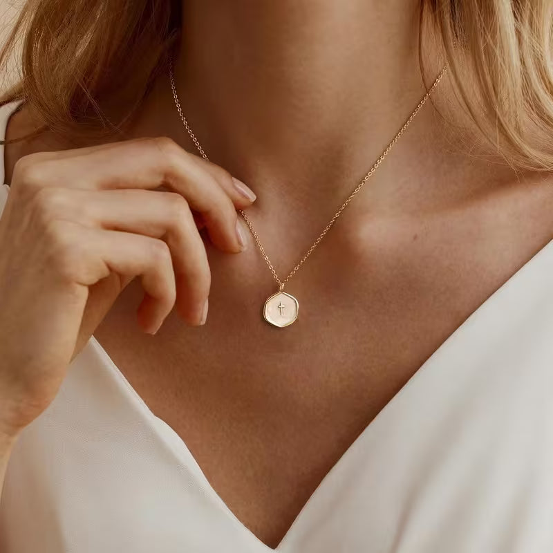 Gold-Tone Cross Necklac | Imported Minimalist Cross Necklace