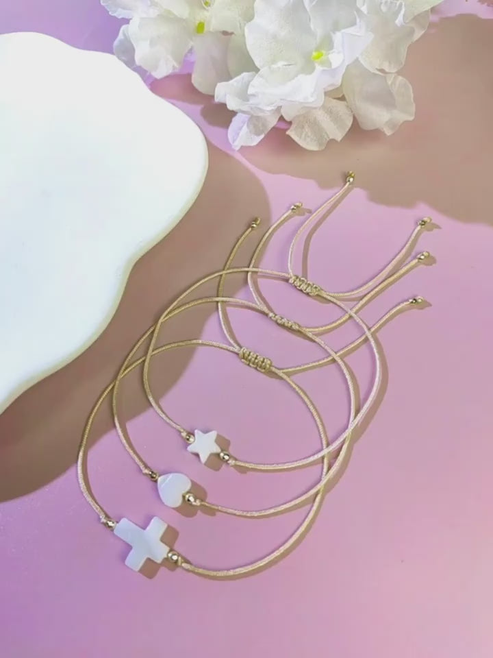 White Cross Adjustable Bracelet